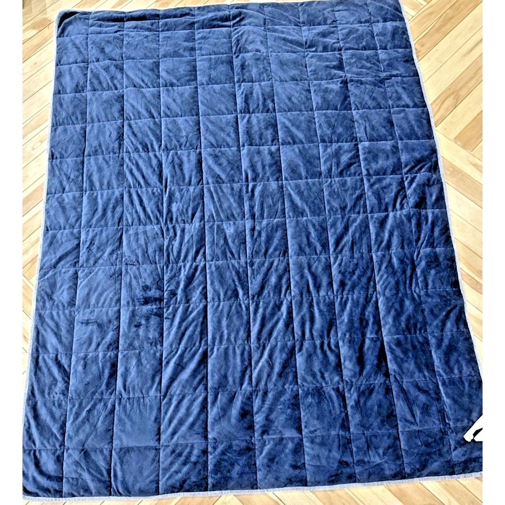 Luxome Weighted Blanket Navy Blue 13# 60x80 Glass Beads Plush Adult Throw